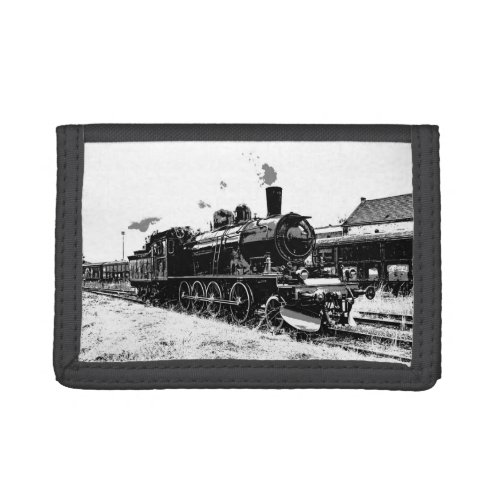 Riding the Rails_ Vintage Steam Train   Trifold Wallet