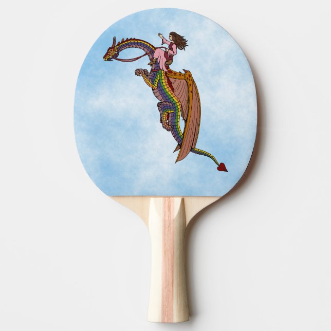 Riding the Rainbow Dragon Ping-Pong Paddle (Front)