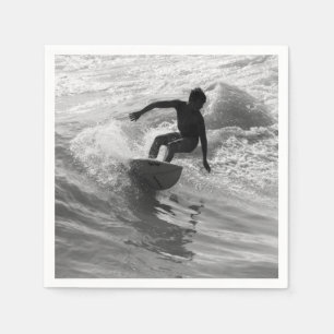 Riding The Wave Grayscale Napkins