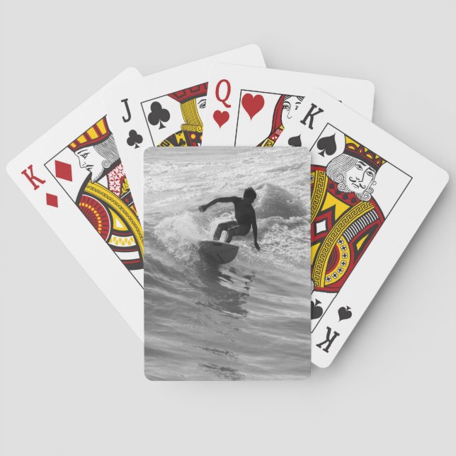 Riding The Wave Grayscale Poker Cards (Back)