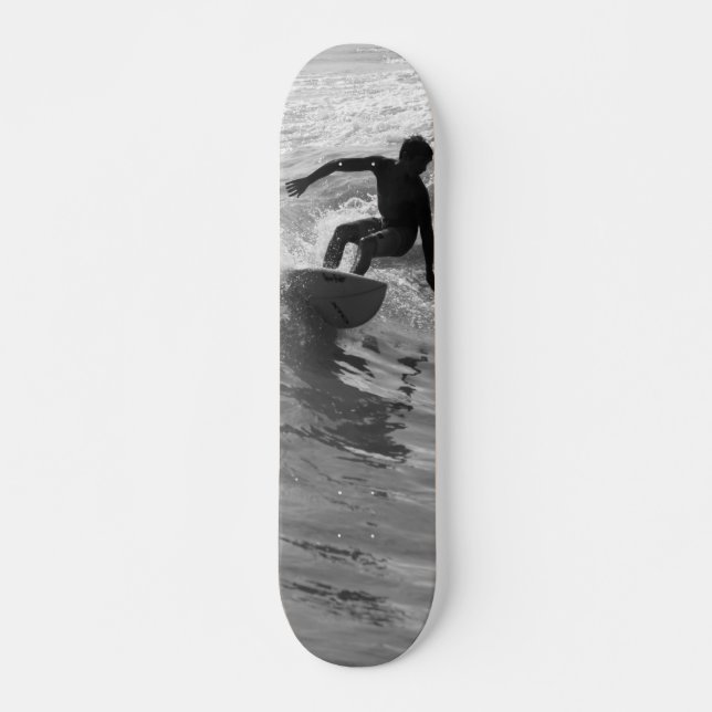 Riding The Wave Grayscale Skateboard Deck (Front)