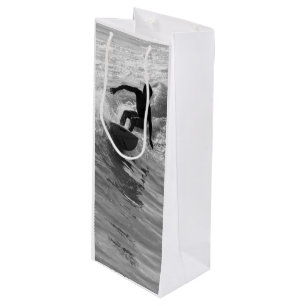 Riding The Wave Grayscale Wine Gift Bag