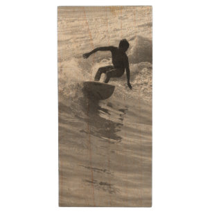Riding The Wave Grayscale Wood USB Flash Drive