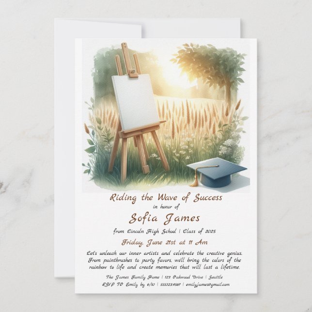 Riding the Wave of Success – A Colorful Graduation Invitation (Front)