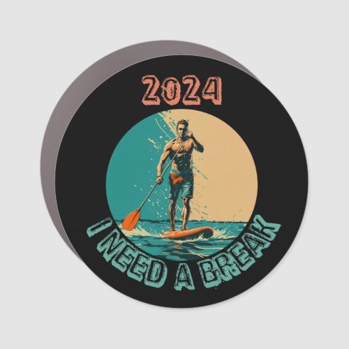 Riding the waves sup paddle board surfing edition car magnet
