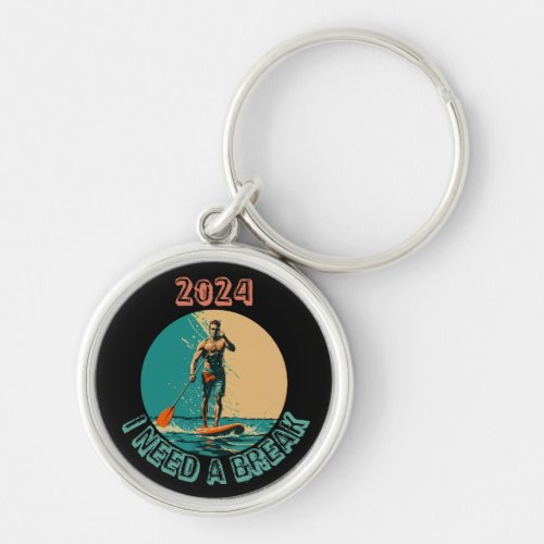 Riding the waves sup paddle board surfing edition keychain