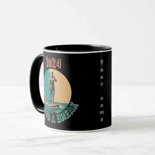 Riding the waves sup paddle board surfing edition mug