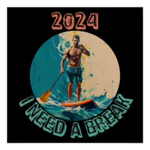 Riding the waves: sup paddle board surfing edition poster