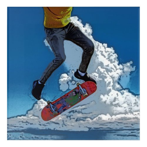 Riding the Wind _ Skateboarder Jigsaw Puzzle Acrylic Print