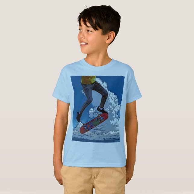Riding the Wind - Skateboarder  T-Shirt (Front Full)