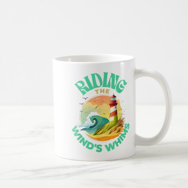 Riding The Wind's Whims Ocean Humor Lighthouse Sce Coffee Mug (Right)