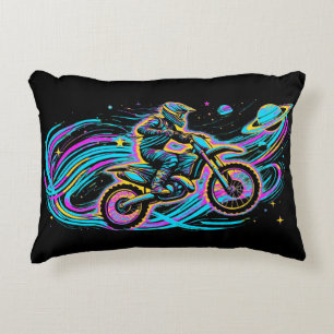 Riding through Space - Motocross Rider Accent Pillow