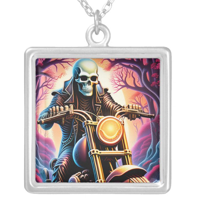 Riding through the interweaving branches silver plated necklace (Front)