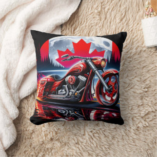 Riding under the Canadian night sky with pride Throw Pillow