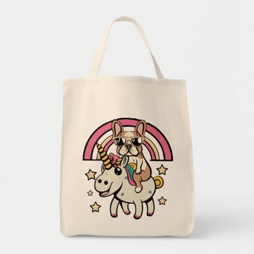  Riding Unicorn French Bulldog Riding Unicorn Tote Bag