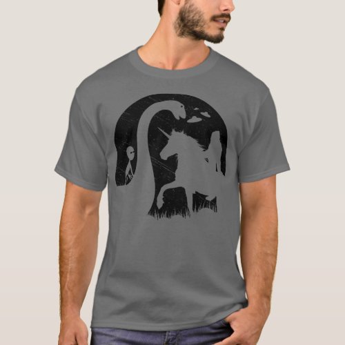 Riding Unicorn With  Loch Ness Monster T_Shirt