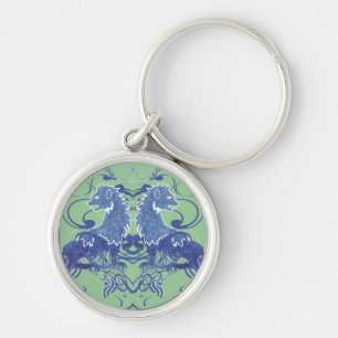 Rielaboration of Vintage Lions with Swirls Keychain