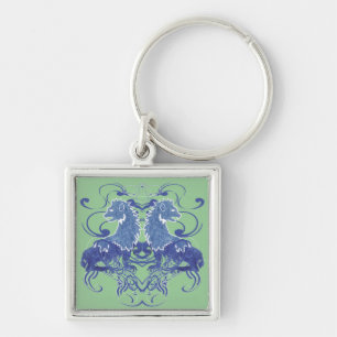 Rielaboration of Vintage Lions with Swirls Keychain