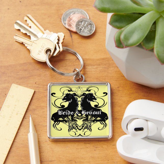 Rielaboration of Vintage Lions with Swirls Keychain (Desk)