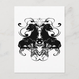 Rielaboration of Vintage Lions with Swirls Postcard