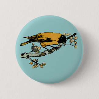 Rielaboration of Yellow Vintage Bird Illustration Button