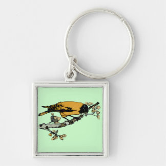 Rielaboration of Yellow Vintage Bird Illustration Keychain