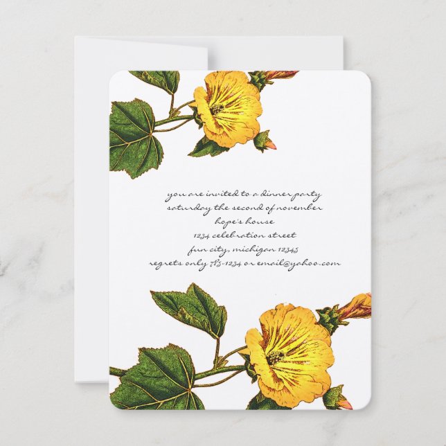 Rielaboration of Yellow Vintage Flower Invitation (Front)