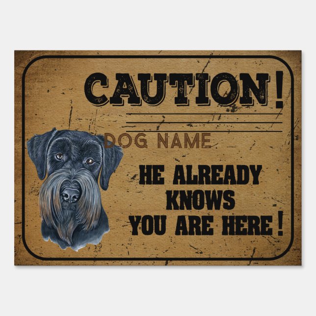 Riesenschnauzer Dog Funny Warning Garden Gate Sign (Front)