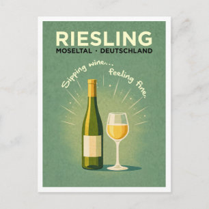 Riesling Moseltal Germany Green Vintage Travel Art Postcard
