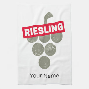 Riesling Vine Vintage Wine Drinker Grape Design Kitchen Towel