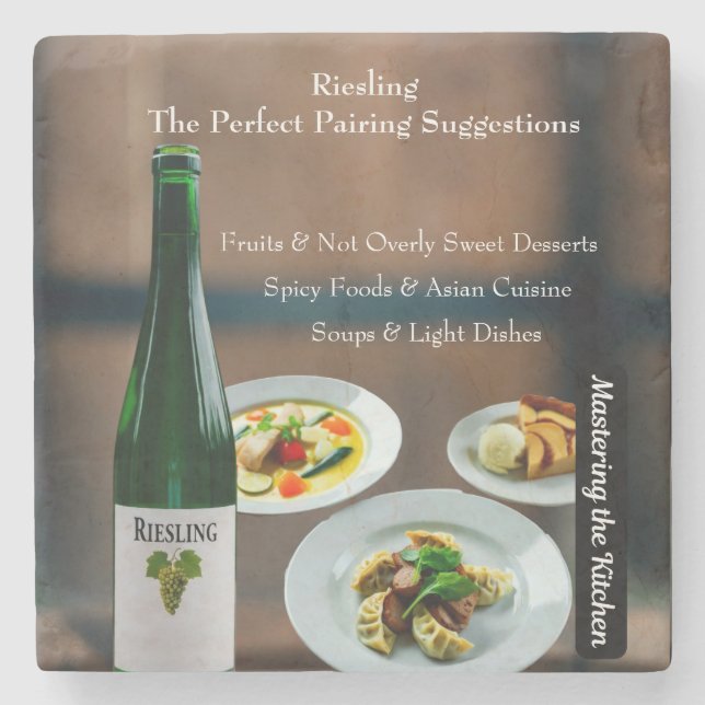 Riesling Wine Pairing Guide/Master the Kitchen Stone Coaster (Front)