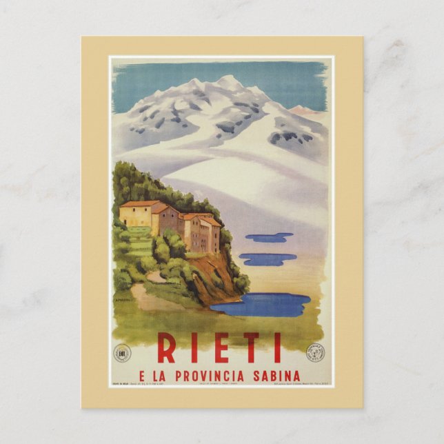 Rieti Sabina vintage Italian travel poster ad Postcard (Front)