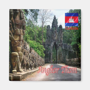 Rif. KH Cambodia, Angkor Thom, South Gate, Fridge Magnet