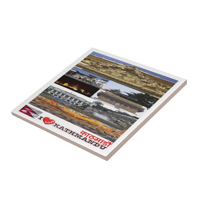 Rif. NP Nepal, Kathmandu, I Love,  Ceramic Tile (Side)