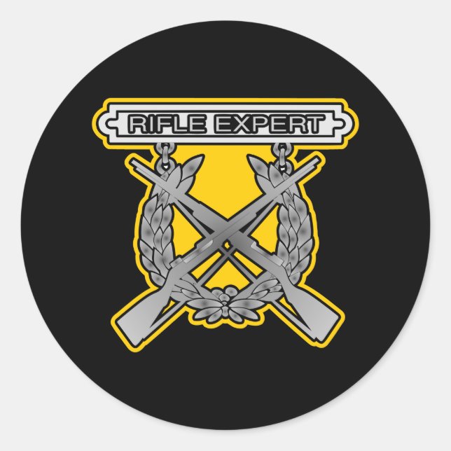 Rife Expert USMC Black Classic Round Sticker (Front)
