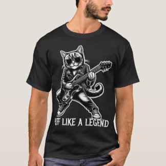 Riff Like A Legend - Cool Cat Playing Guitar Art T-Shirt
