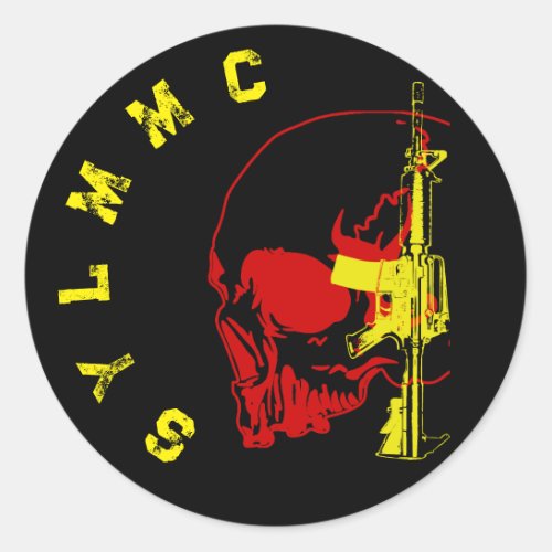 Rifle and Skull Support Classic Round Sticker