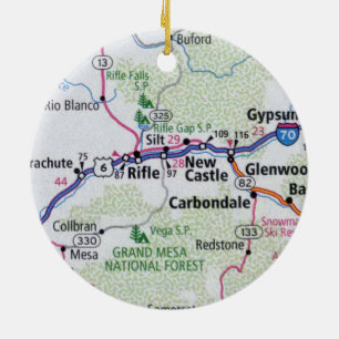 Rifle Colorado Map Ceramic Ornament