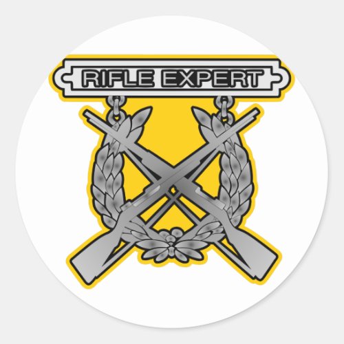 Rifle Expert Badge Classic Round Sticker