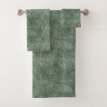 Rifle Green Denim Pattern Bath Towel Set