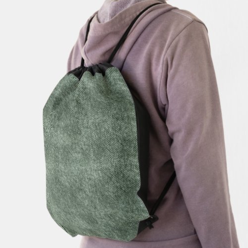 Rifle Green Denim Pattern Drawstring Bag