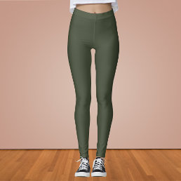 Rifle Green Solid Color  Leggings