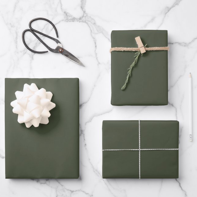 Rifle Green Solid Color Wrapping Paper Sheets (Front)