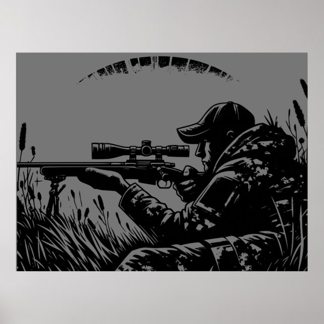 Rifle Hunting Fanatics Black & Gray | Poster (Front)
