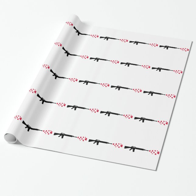 Rifle red hearts wrapping paper (Unrolled)