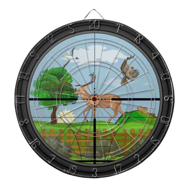 Rifle Scope Hunting Dartboard With Darts (Front)