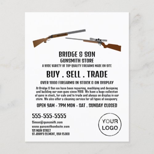 Rifle  Shotgun Gunsmith Gunstore Advertising Flyer