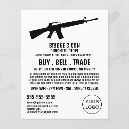 Rifle Silhouette Gunsmith Gunstore Advertising Flyer