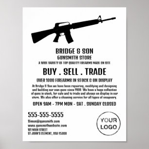 Rifle Silhouette, Gunsmith, Gunstore Advertising Poster