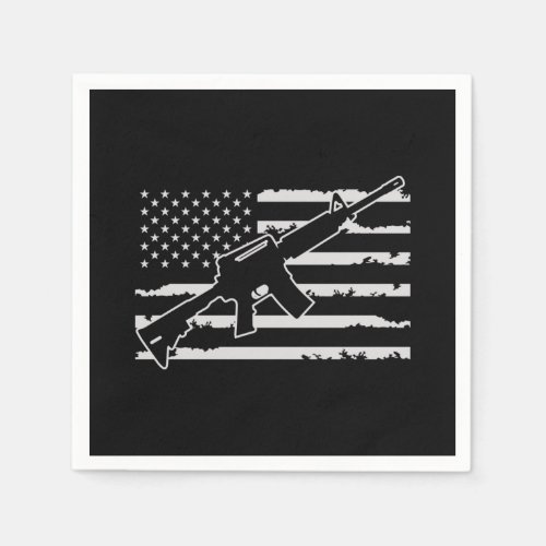 Rifle Weapon American Flag Napkins